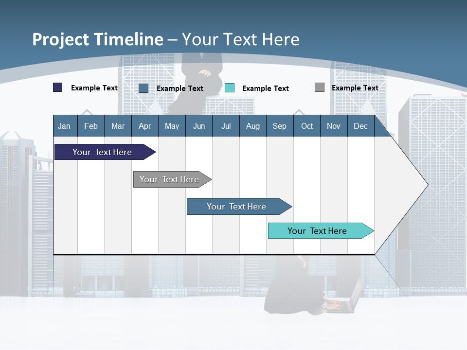 Business People Working Around Office Buildings - Isolated Over A White Background PowerPoint Template