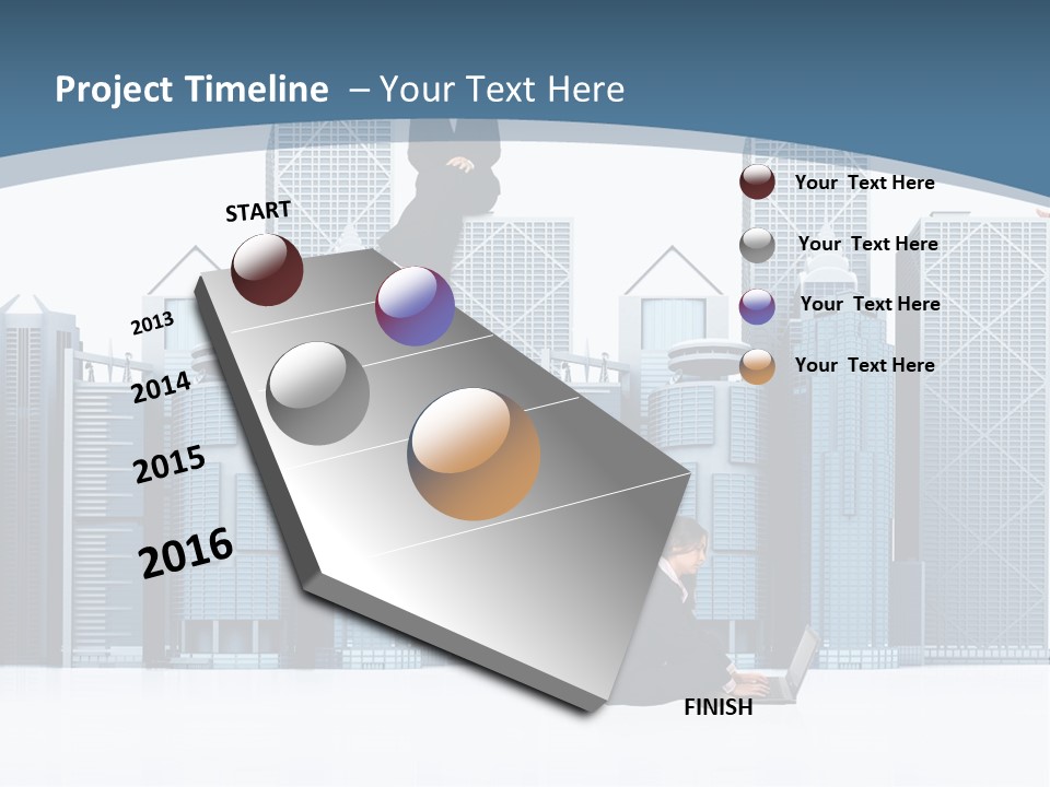 Business People Working Around Office Buildings - Isolated Over A White Background PowerPoint Template