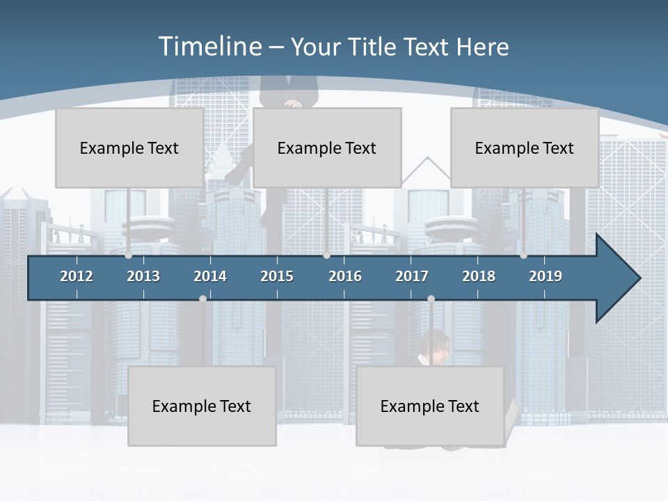 Business People Working Around Office Buildings - Isolated Over A White Background PowerPoint Template