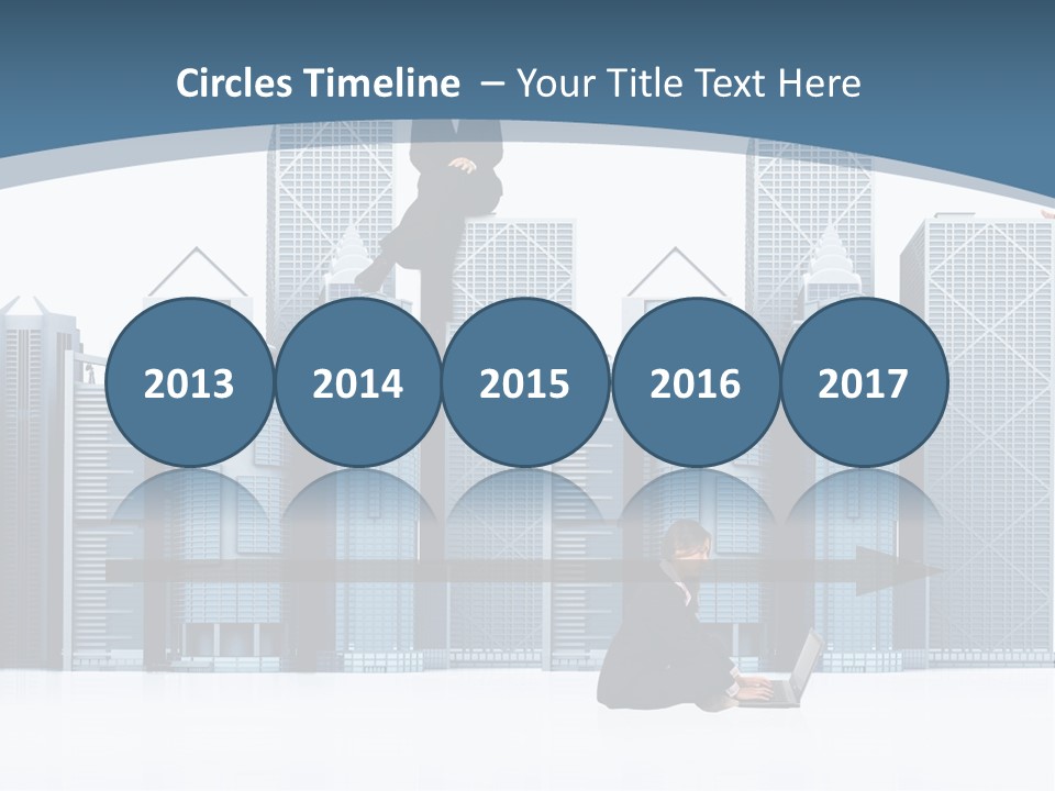 Business People Working Around Office Buildings - Isolated Over A White Background PowerPoint Template