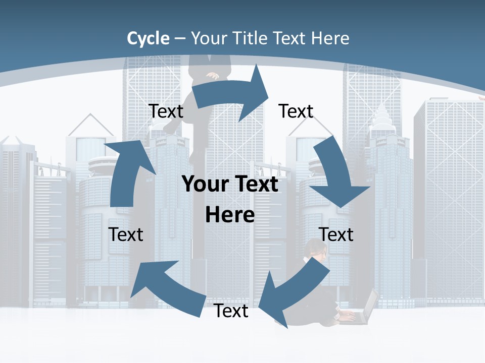 Business People Working Around Office Buildings - Isolated Over A White Background PowerPoint Template