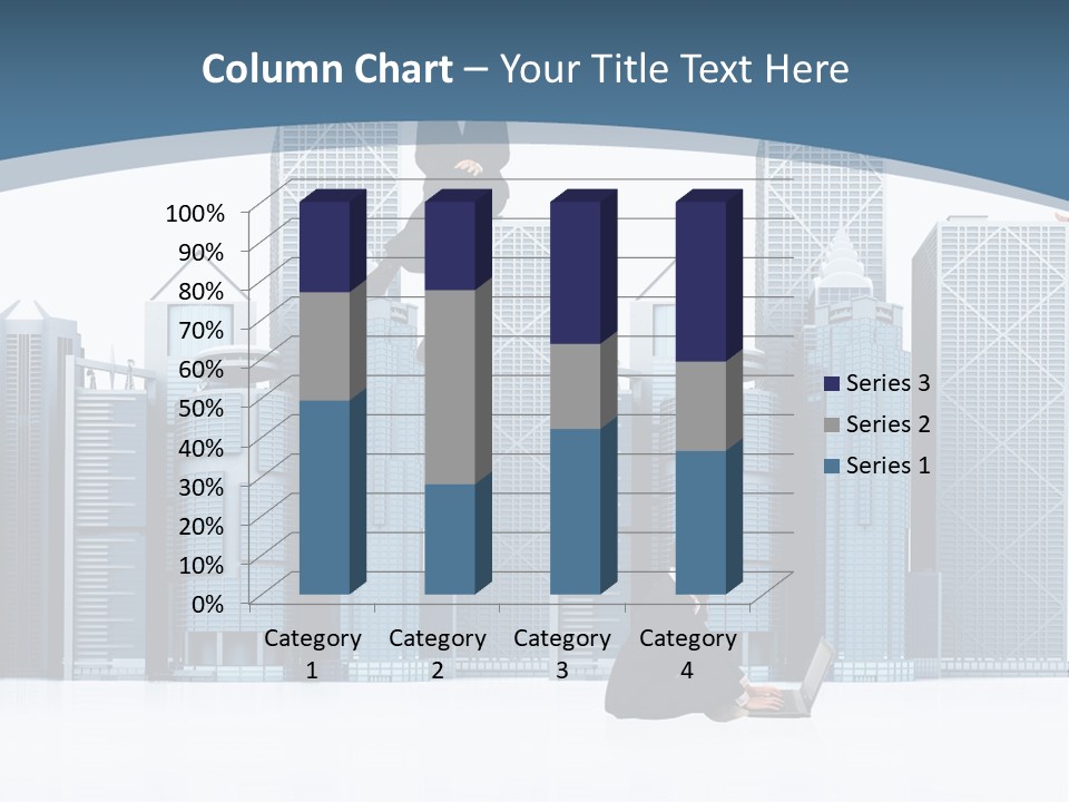 Business People Working Around Office Buildings - Isolated Over A White Background PowerPoint Template