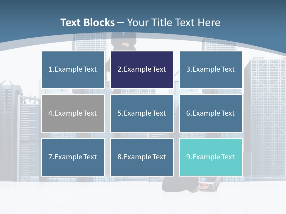 Business People Working Around Office Buildings - Isolated Over A White Background PowerPoint Template