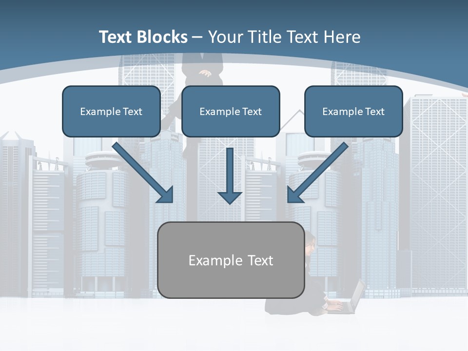 Business People Working Around Office Buildings - Isolated Over A White Background PowerPoint Template