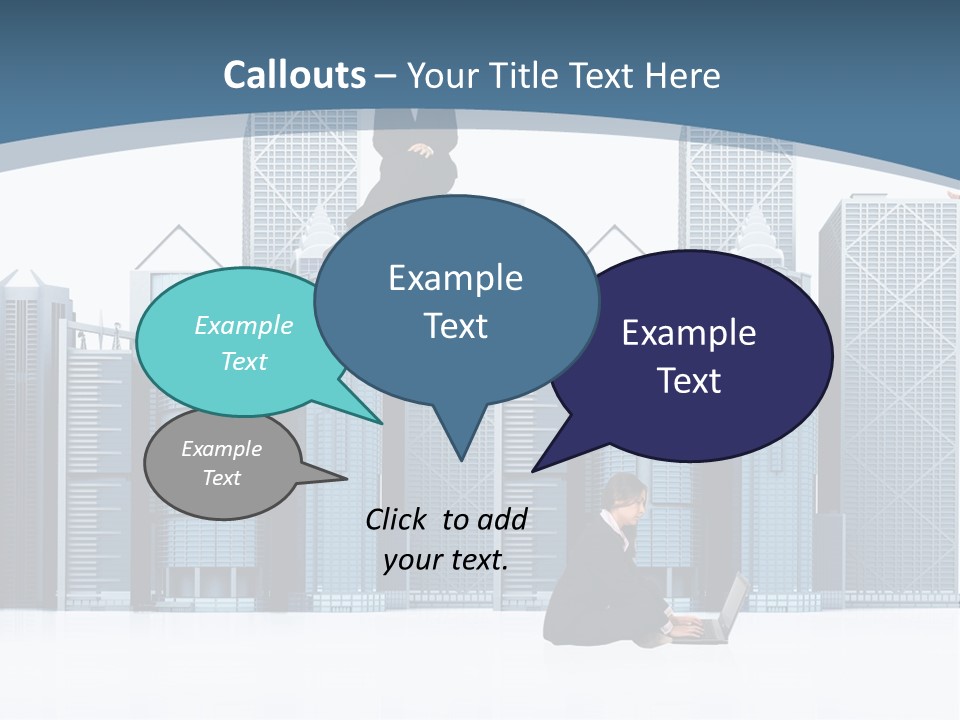 Business People Working Around Office Buildings - Isolated Over A White Background PowerPoint Template