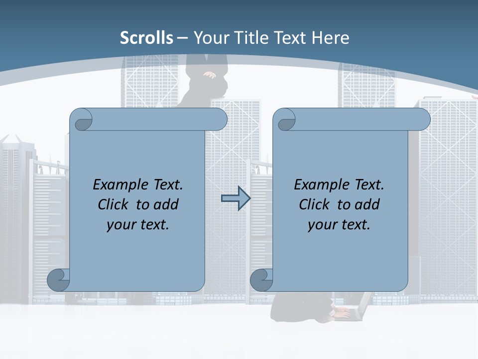 Business People Working Around Office Buildings - Isolated Over A White Background PowerPoint Template