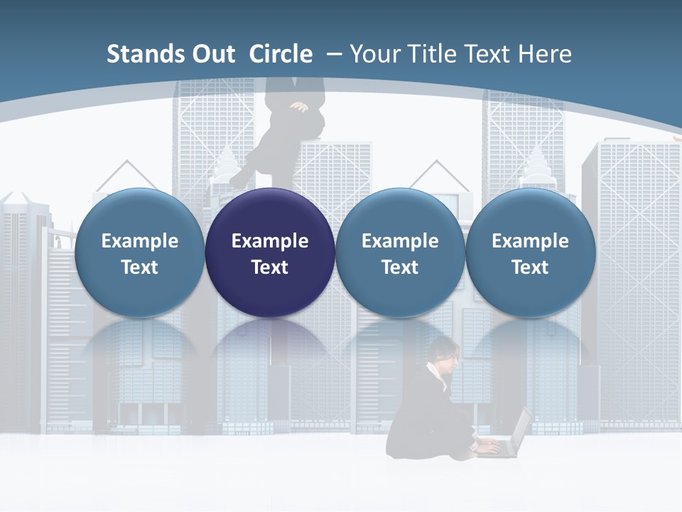 Business People Working Around Office Buildings - Isolated Over A White Background PowerPoint Template