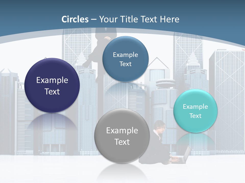 Business People Working Around Office Buildings - Isolated Over A White Background PowerPoint Template