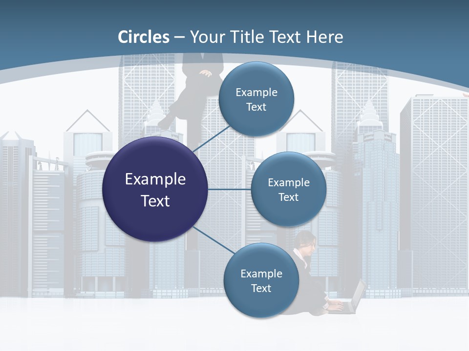 Business People Working Around Office Buildings - Isolated Over A White Background PowerPoint Template