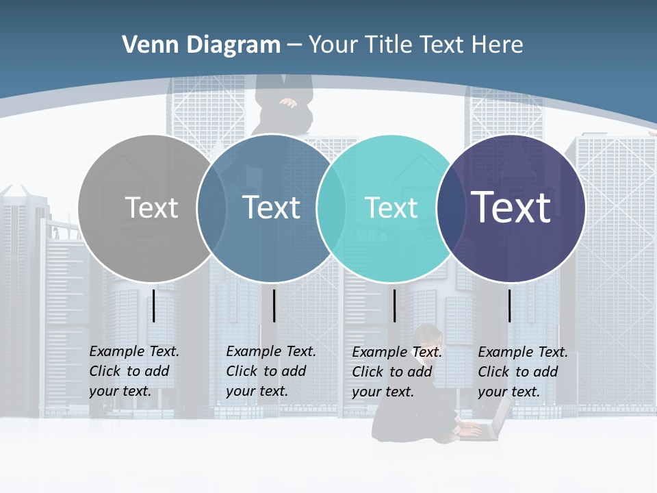 Business People Working Around Office Buildings - Isolated Over A White Background PowerPoint Template
