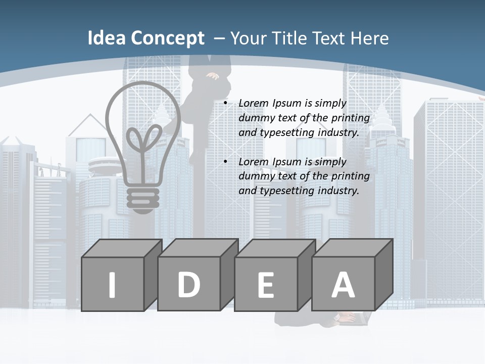 Business People Working Around Office Buildings - Isolated Over A White Background PowerPoint Template