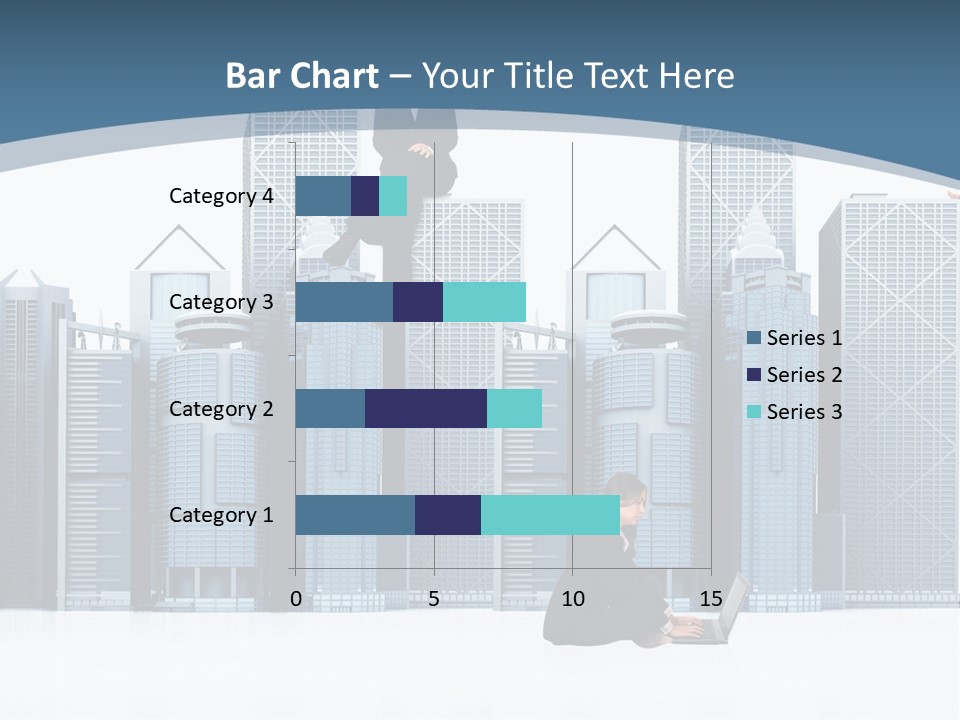 Business People Working Around Office Buildings - Isolated Over A White Background PowerPoint Template