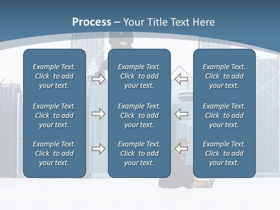 Business People Working Around Office Buildings - Isolated Over A White Background PowerPoint Template