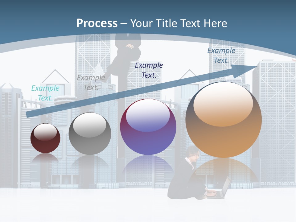 Business People Working Around Office Buildings - Isolated Over A White Background PowerPoint Template