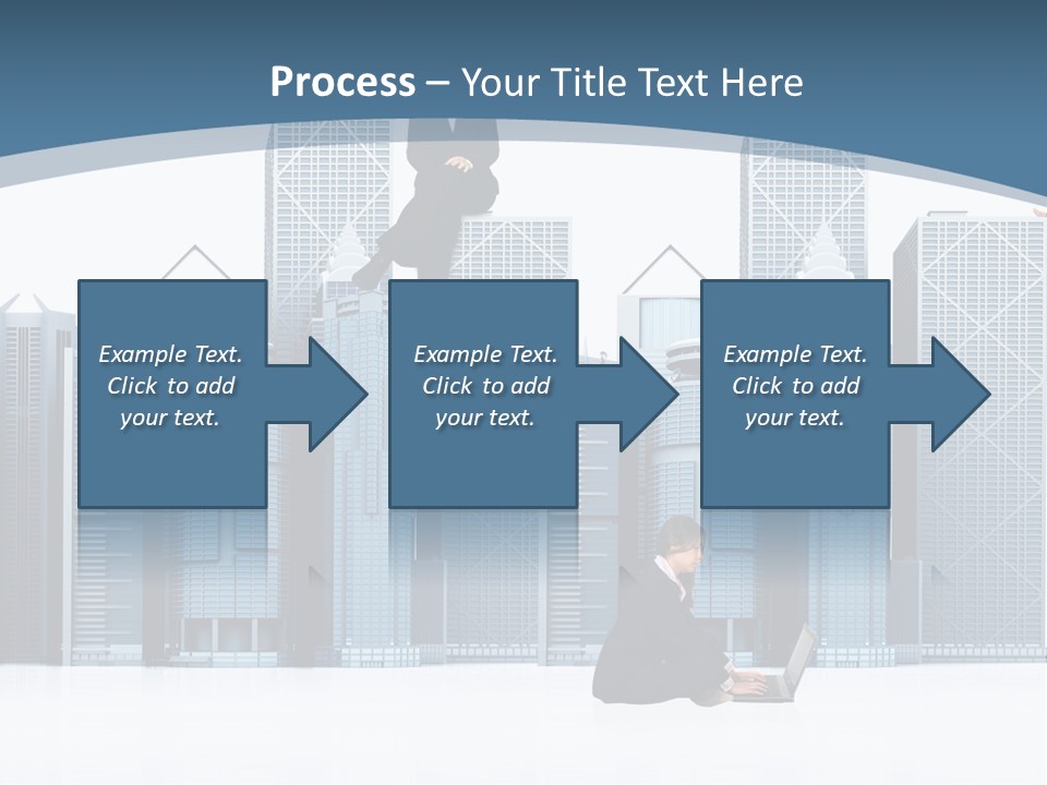 Business People Working Around Office Buildings - Isolated Over A White Background PowerPoint Template