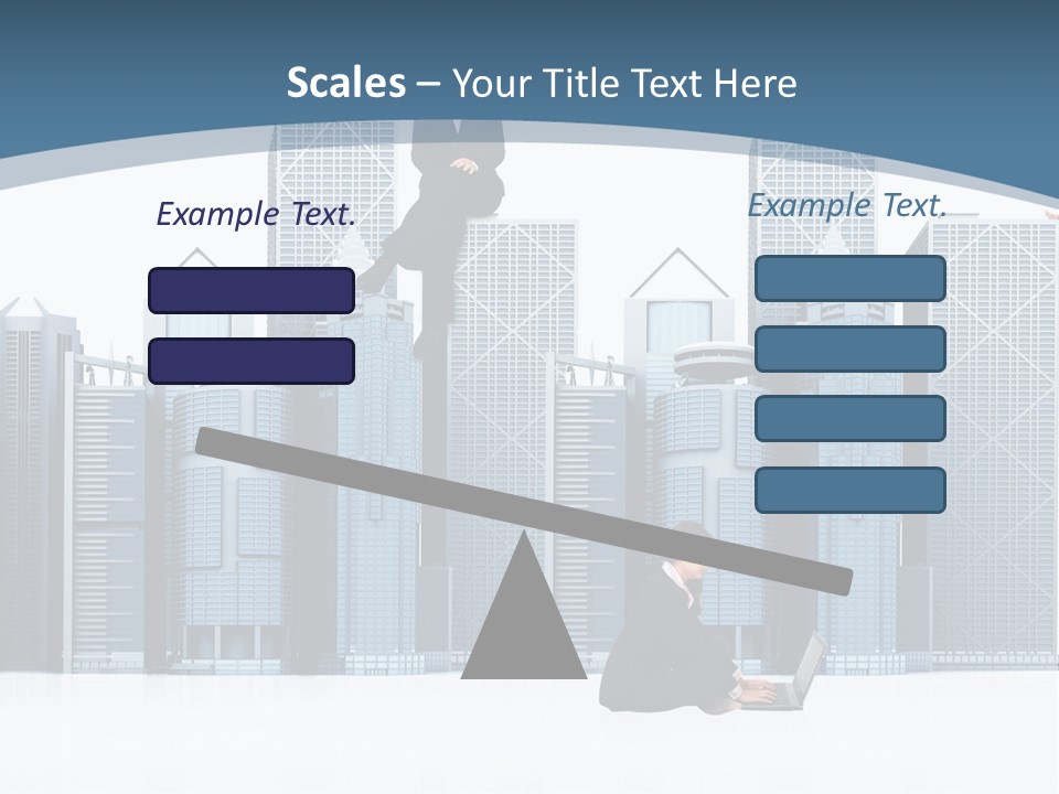 Business People Working Around Office Buildings - Isolated Over A White Background PowerPoint Template