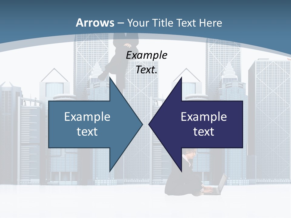 Business People Working Around Office Buildings - Isolated Over A White Background PowerPoint Template