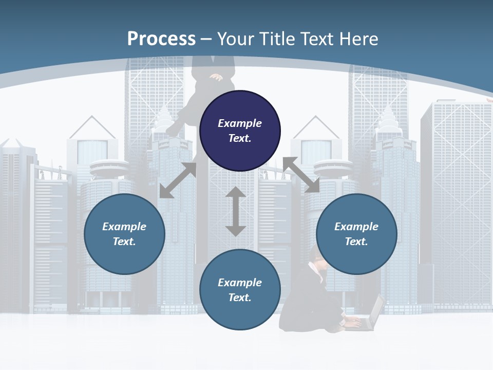 Business People Working Around Office Buildings - Isolated Over A White Background PowerPoint Template