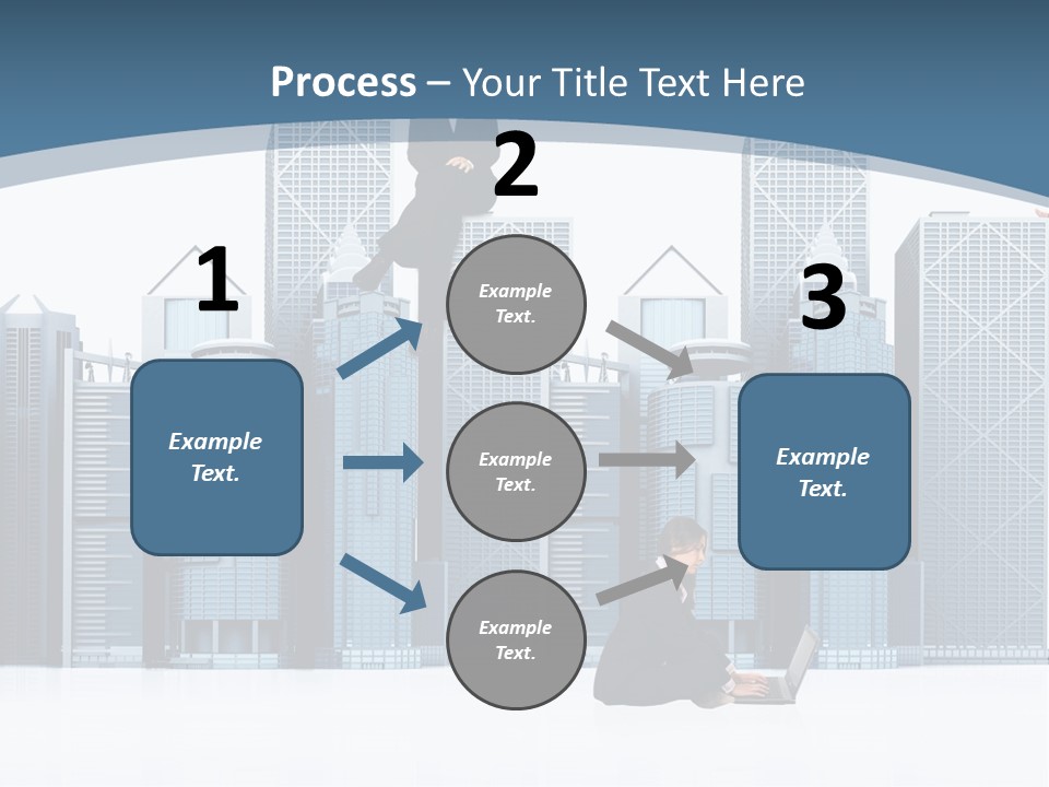Business People Working Around Office Buildings - Isolated Over A White Background PowerPoint Template