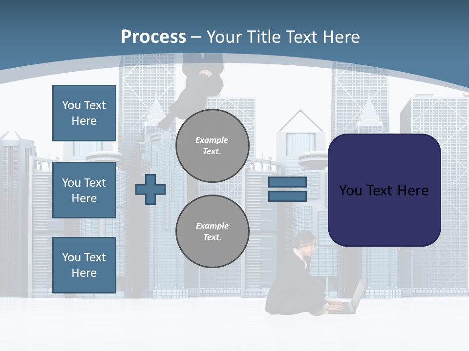 Business People Working Around Office Buildings - Isolated Over A White Background PowerPoint Template