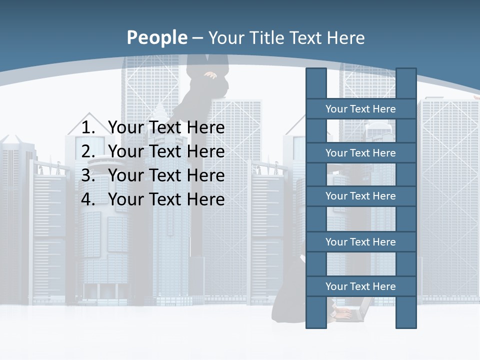 Business People Working Around Office Buildings - Isolated Over A White Background PowerPoint Template