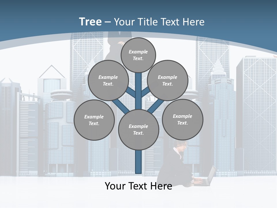 Business People Working Around Office Buildings - Isolated Over A White Background PowerPoint Template