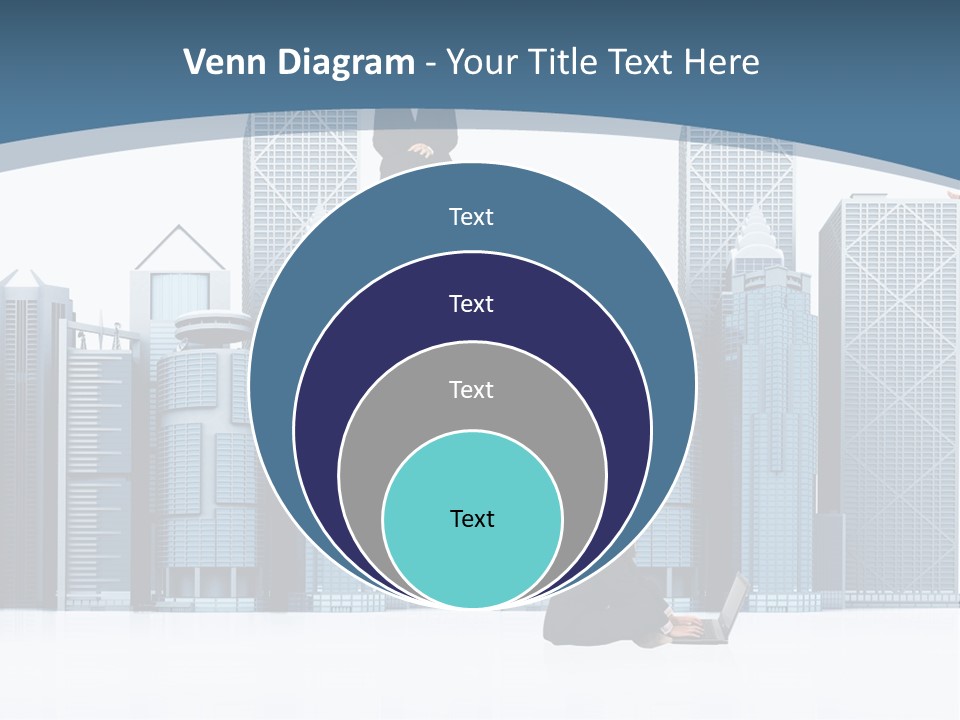Business People Working Around Office Buildings - Isolated Over A White Background PowerPoint Template