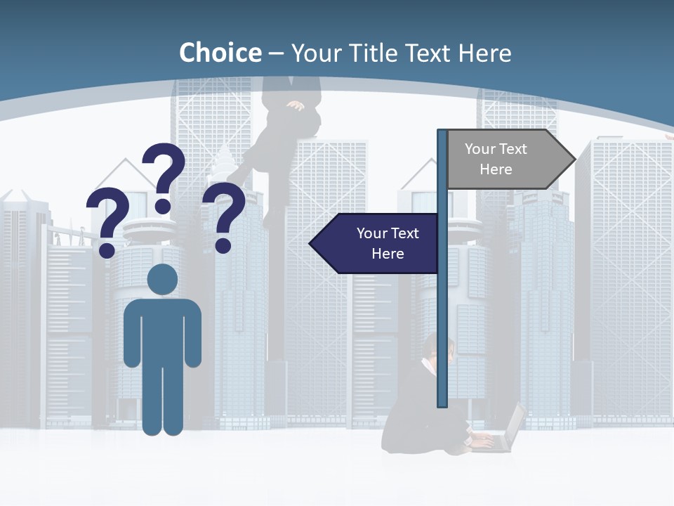 Business People Working Around Office Buildings - Isolated Over A White Background PowerPoint Template