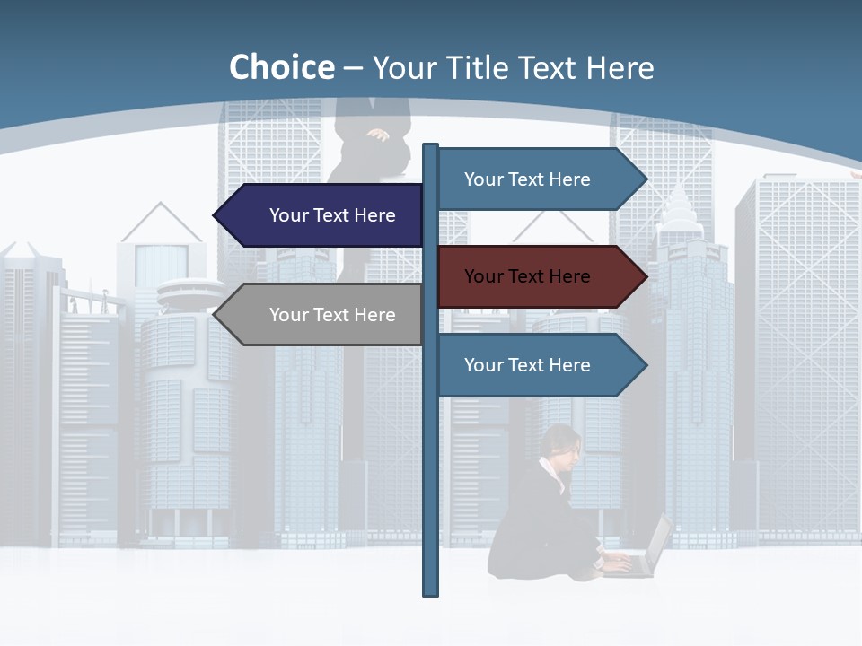 Business People Working Around Office Buildings - Isolated Over A White Background PowerPoint Template