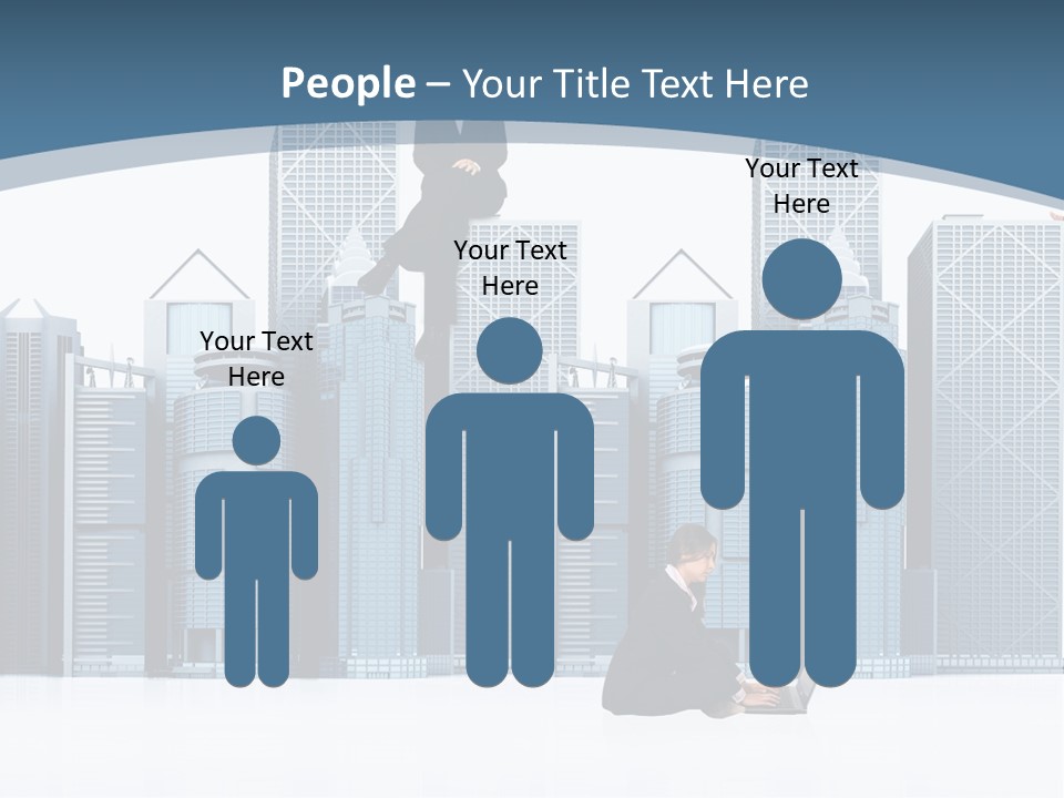 Business People Working Around Office Buildings - Isolated Over A White Background PowerPoint Template