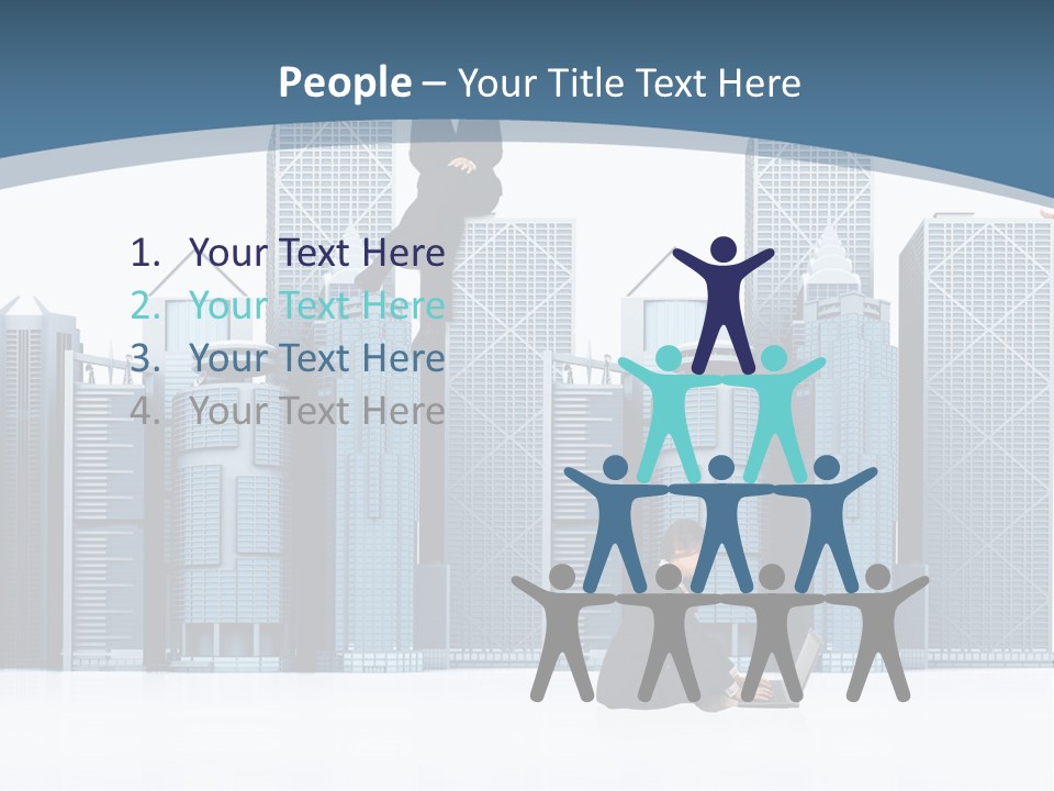 Business People Working Around Office Buildings - Isolated Over A White Background PowerPoint Template