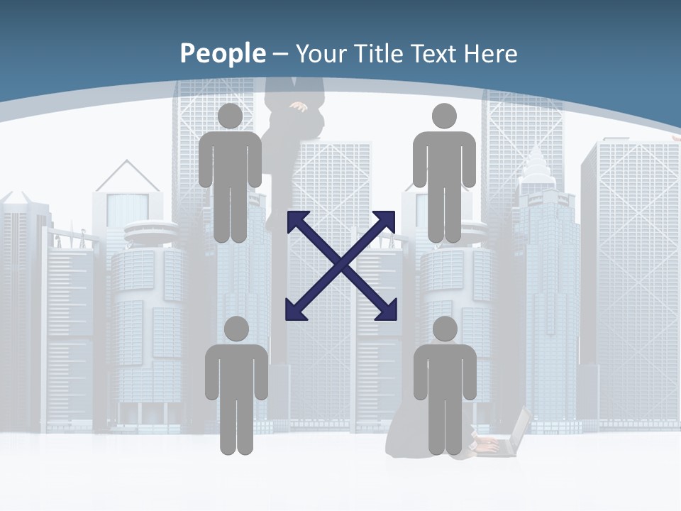 Business People Working Around Office Buildings - Isolated Over A White Background PowerPoint Template