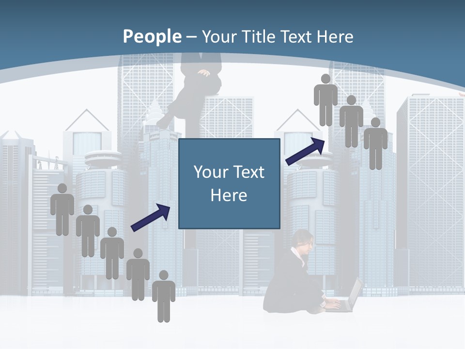 Business People Working Around Office Buildings - Isolated Over A White Background PowerPoint Template