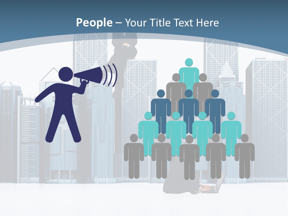 Business People Working Around Office Buildings - Isolated Over A White Background PowerPoint Template