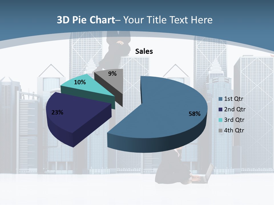 Business People Working Around Office Buildings - Isolated Over A White Background PowerPoint Template