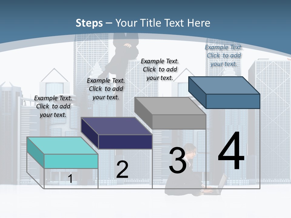 Business People Working Around Office Buildings - Isolated Over A White Background PowerPoint Template