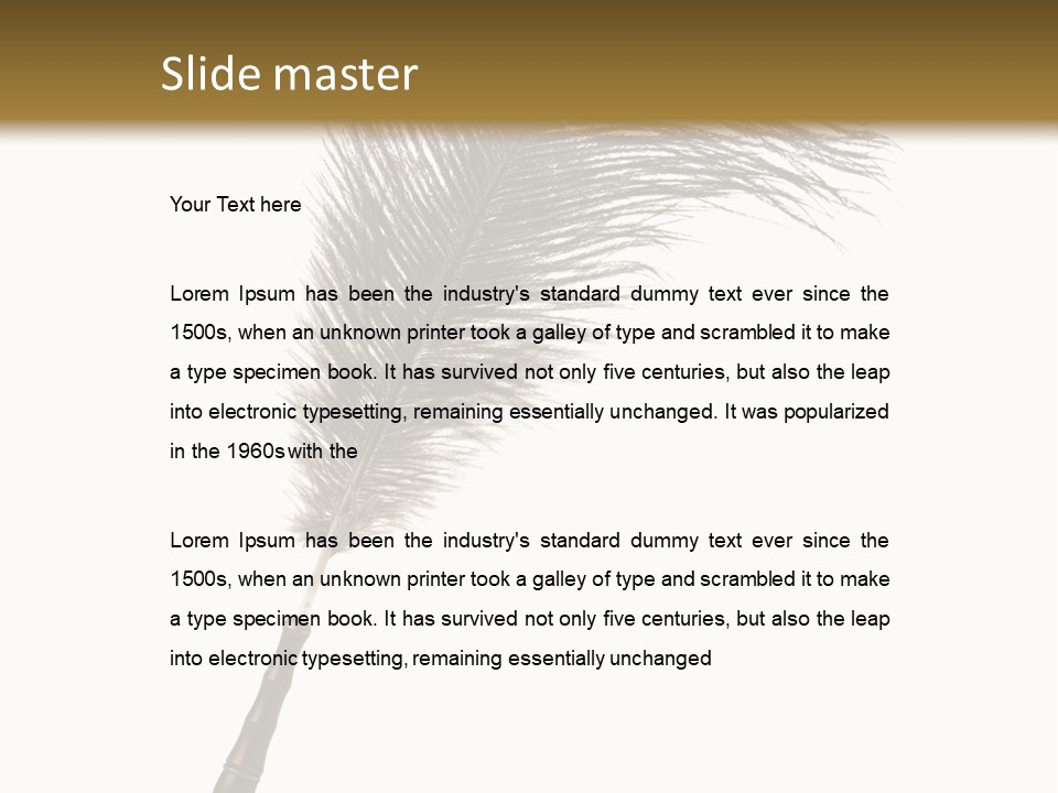 Feather Quill Isolated On White Background PowerPoint Template