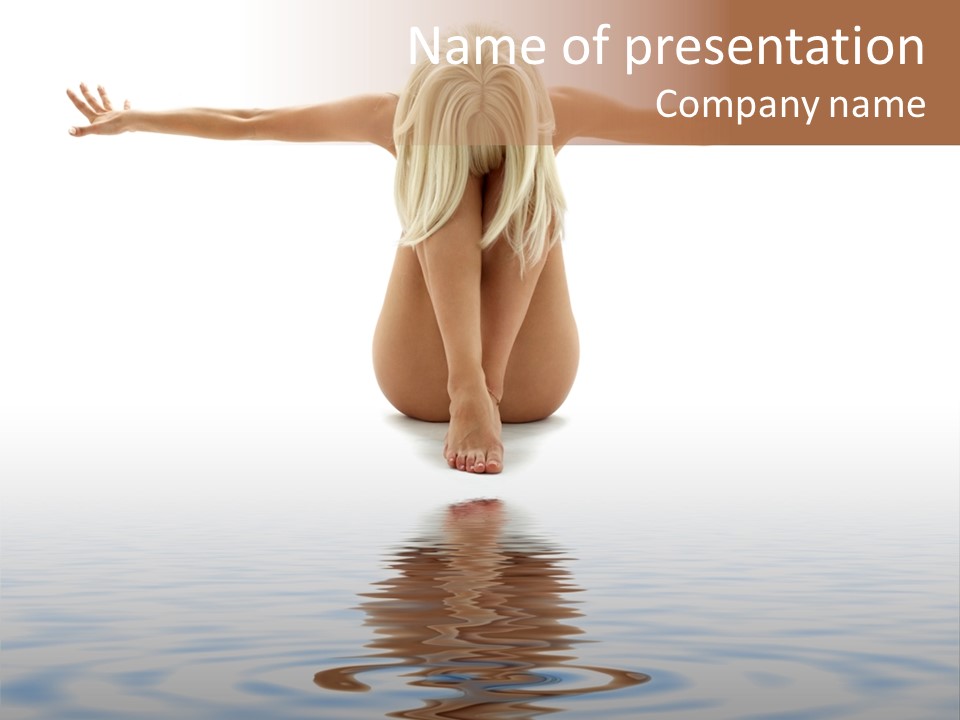 Artistic Nudity Style Picture Of Woman On White Sand PowerPoint Template