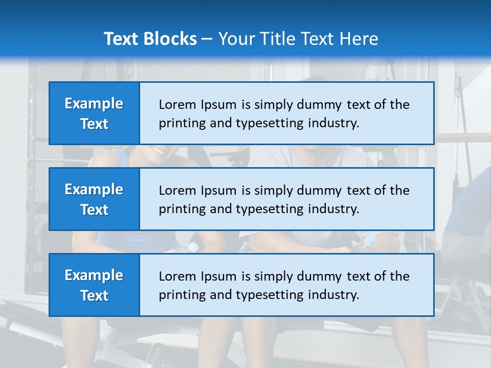 Man And Woman Sitting On Exercise Machine Smiling Holding Water Bottles. PowerPoint Template