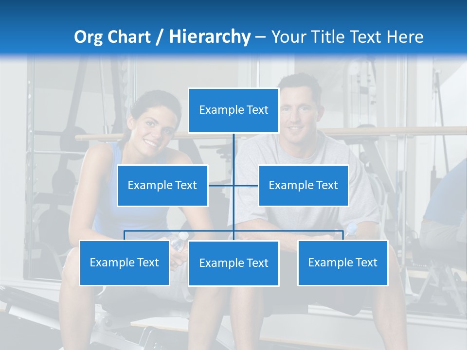 Man And Woman Sitting On Exercise Machine Smiling Holding Water Bottles. PowerPoint Template