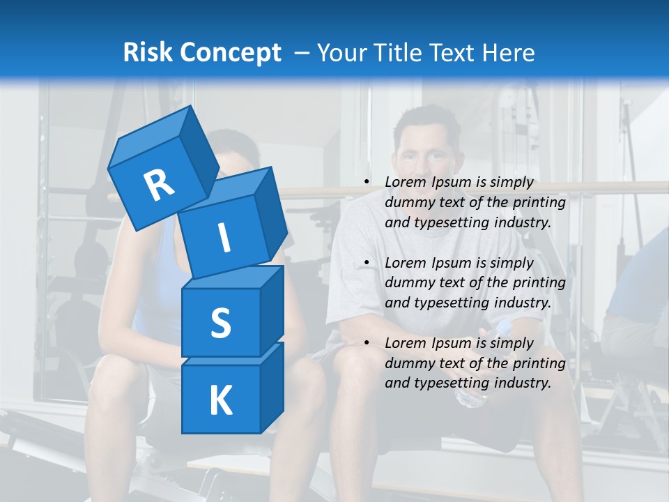 Man And Woman Sitting On Exercise Machine Smiling Holding Water Bottles. PowerPoint Template