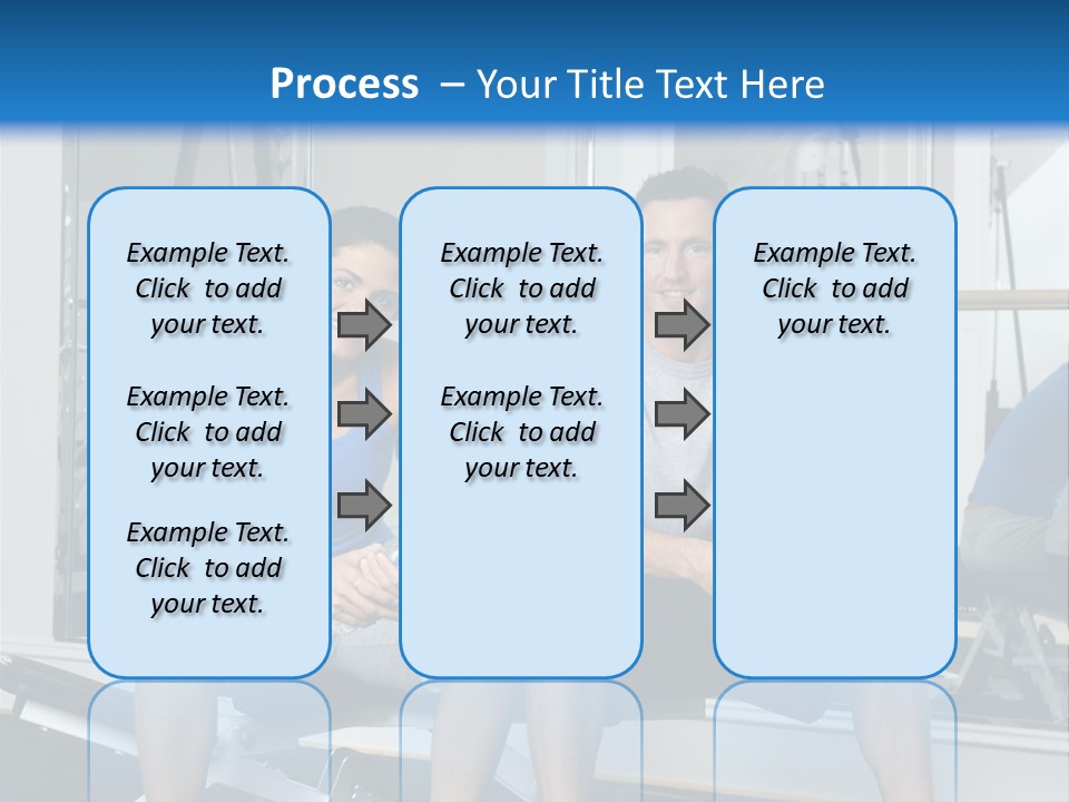 Man And Woman Sitting On Exercise Machine Smiling Holding Water Bottles. PowerPoint Template
