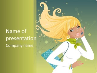 Spring Girl Stock Vector Illustration: PowerPoint Template