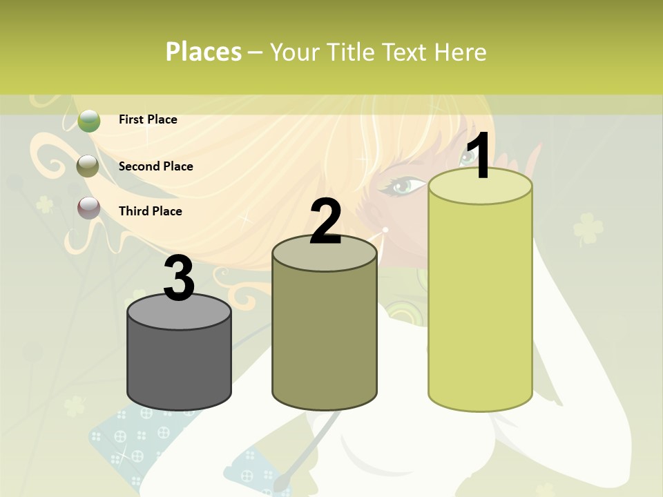 Spring Girl Stock Vector Illustration: PowerPoint Template