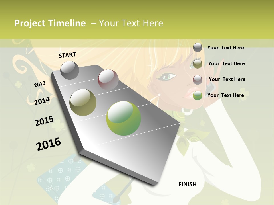 Spring Girl Stock Vector Illustration: PowerPoint Template