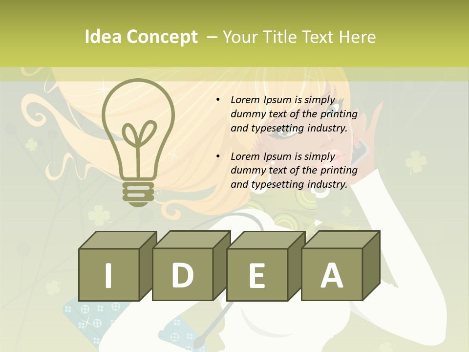 Spring Girl Stock Vector Illustration: PowerPoint Template