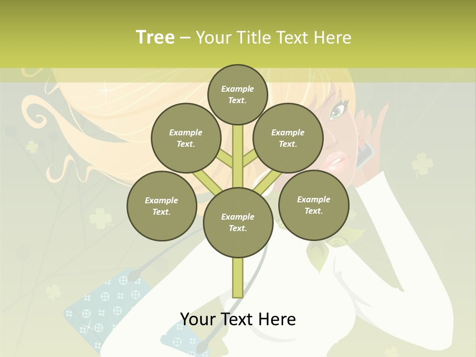 Spring Girl Stock Vector Illustration: PowerPoint Template