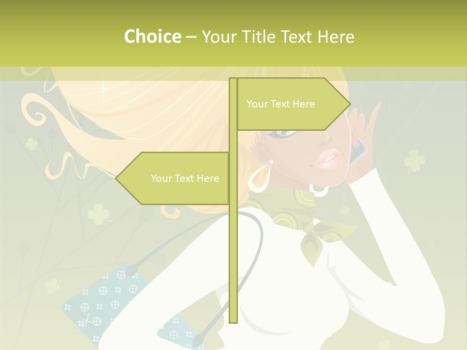 Spring Girl Stock Vector Illustration: PowerPoint Template