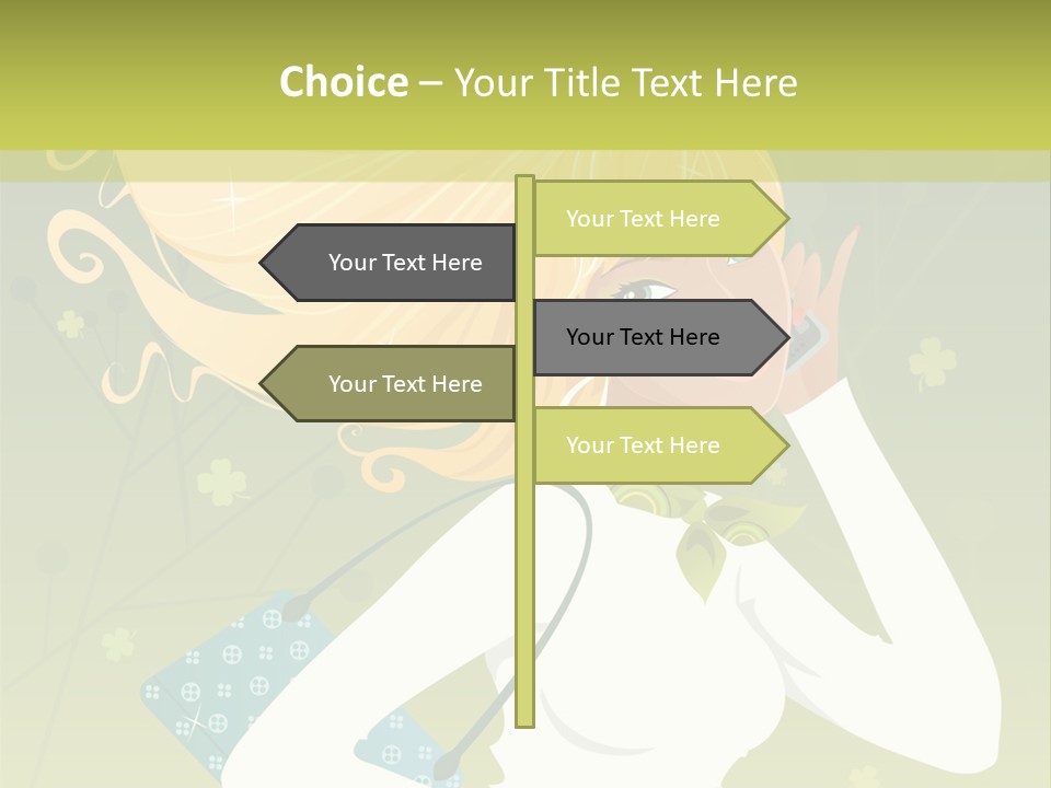 Spring Girl Stock Vector Illustration: PowerPoint Template