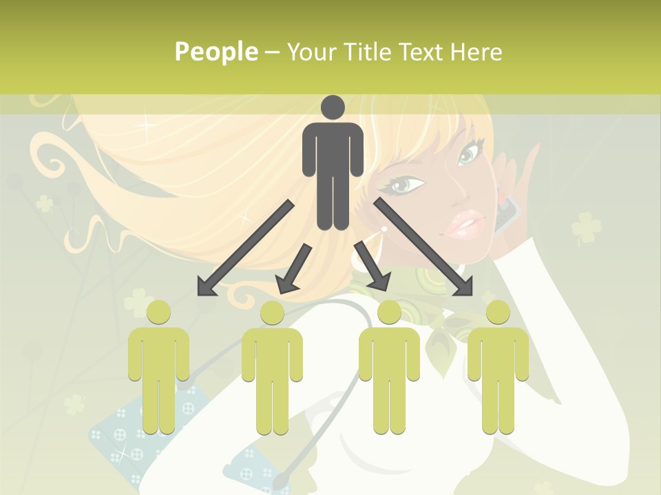 Spring Girl Stock Vector Illustration: PowerPoint Template